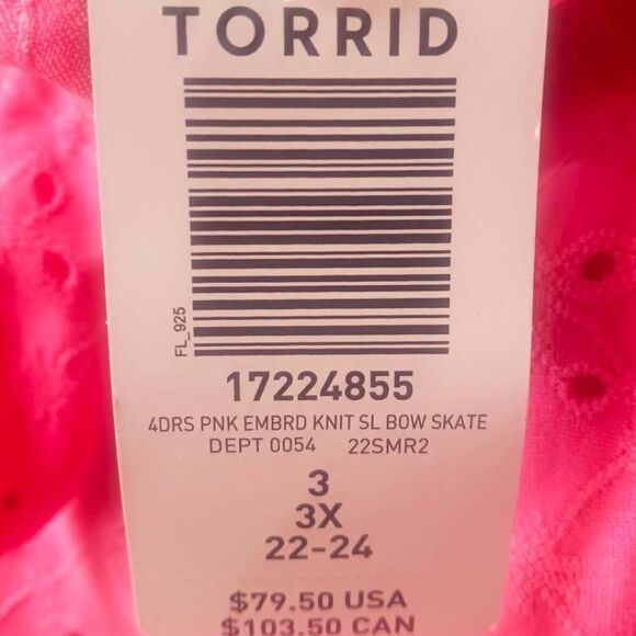TORRID PLUS SIZE Mini Pink Knit Embroidered Skater Dress With A Sweetheart Neckl - Picture 15 of 16